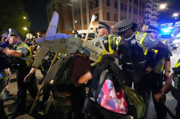 Anti-Israel demo<em></em>nstrators protested as VP Harris accepted the DNC's nomination.