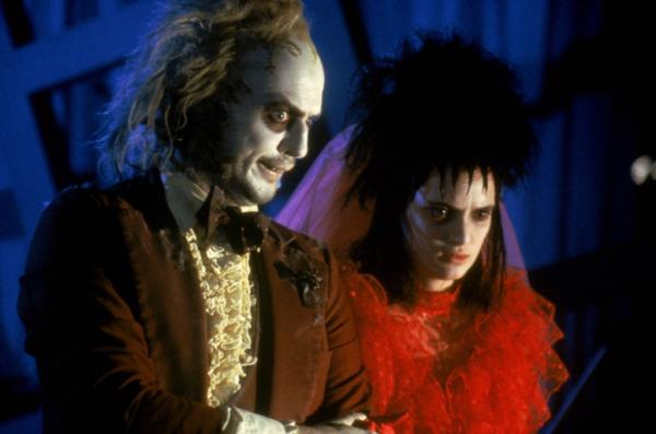 Michael Keaton and Winona Ryder in Beetlejuice.