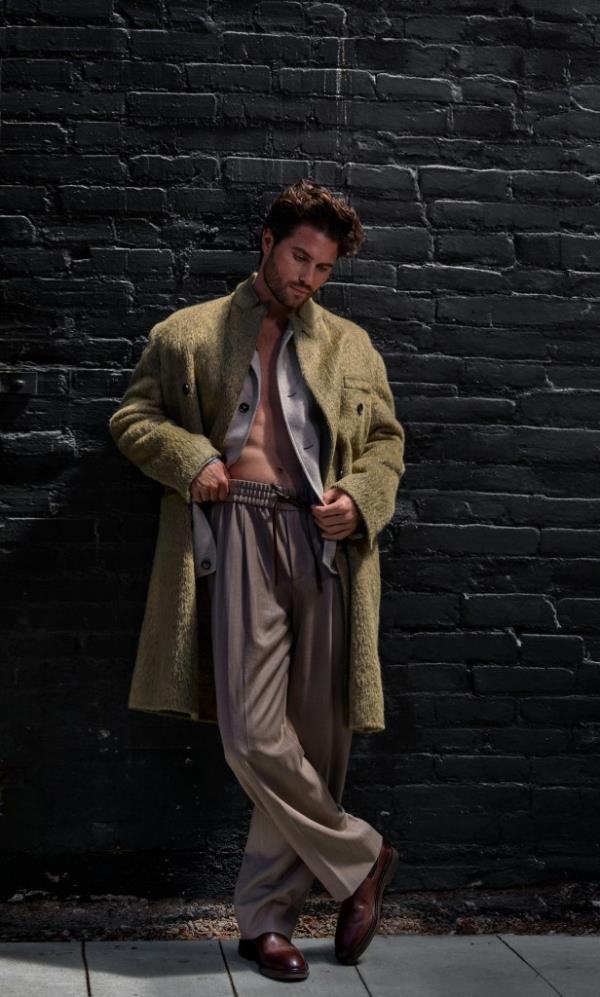 Jacket, $9,700, shirt, $6,850, and trousers, $1,570, all available upon request at Brioni, 688 Madison Ave.; Calfskin boots, $1,295 at BrunelloCucinelli.com</p>
<p>