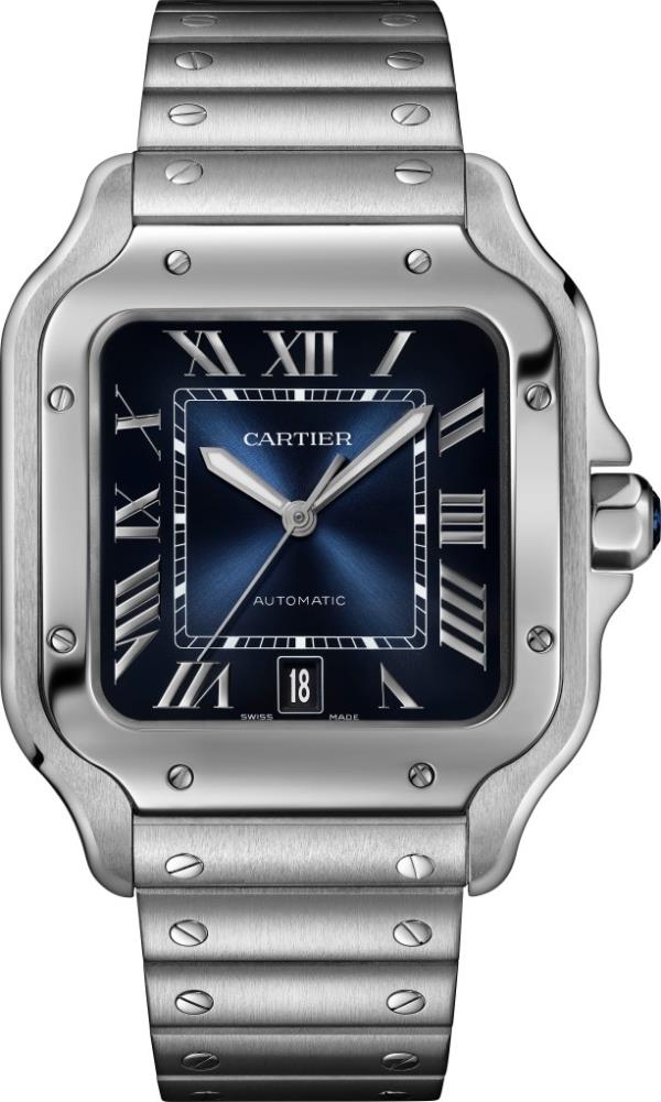 Image of Santos de Cartier watch in steel with sapphire
