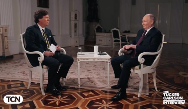 Vladimir Putin and Tucker Carlson