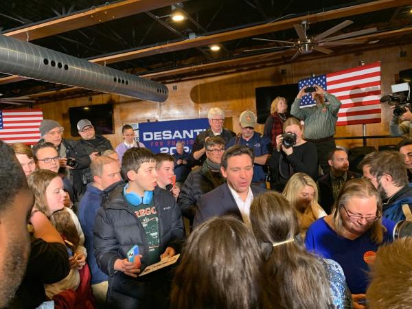 DeSantis speaks to supporters in Ames, Iowa on Thursday, Jan. 11, 2024