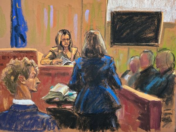 Defendant and former U.S. Marine Daniel Penny, who is accused of killing a homeless man, Jordan Neely, by putting him in a chokehold on the New York City subway, watches as the jury listens to testimony being read back during jury deliberations in his trial at Manhattan Criminal Court in New York City, U.S., December 5, 2024, in this courtroom sketch.