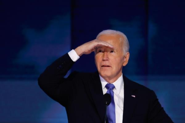 President Joe Biden takes the stage on the first night of the Democratic Natio<em></em>nal Co<em></em>nvention on Aug. 19, 2024.