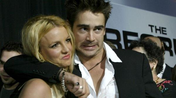 Irish actor Colin Farrell arrives with singer Britney Spears for the.premiere of the film, 