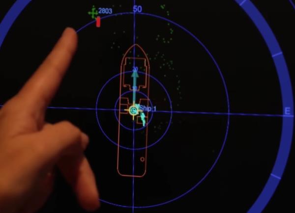 It relies on messages from a surface ship to guide the sub to the site of the Titanic. 