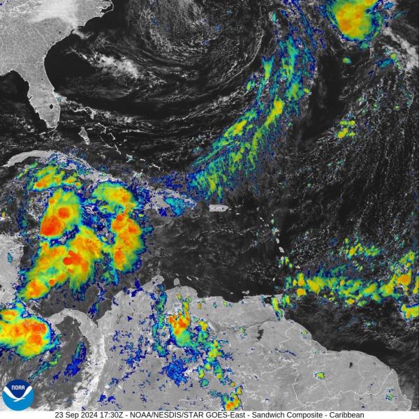 Radar images of Potential Tropical Cyclone Nine 2 p.m. Sept. 23, 2024.
