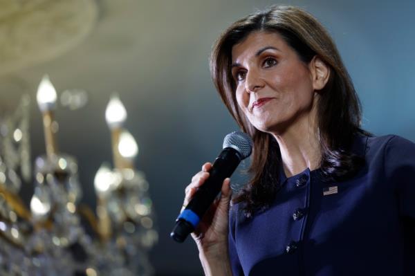 Nikki Haley speaks at a campaign event at The Madison Hotel on March 01, 2024 in Washington, DC.