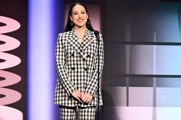 Meena Harris speaks o<em></em>nstage during the 28th Annual Webby Awards at Cipriani Wall Street on May 13, 2024 in New York City. 
