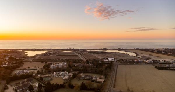 An aerial shot during a sublime sunset
