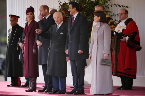 William, Kate and Charles with the Qatar royals in London