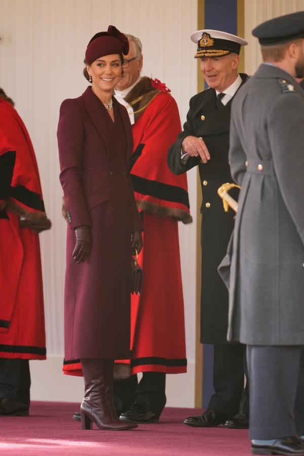 Kate Middleton at the ceremo<em></em>nial welcome for the Qatar royals