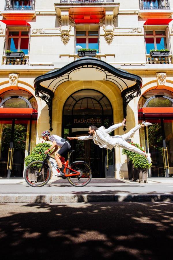 Paris Olympic team posing at Plaza Athenee hotel, photographed by Mathieu Forget