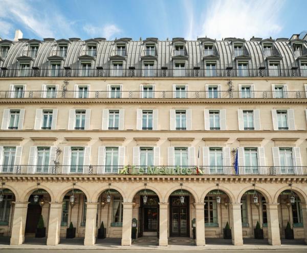 Interior view of Le Meurice, a historic luxury hotel in Paris with many windows