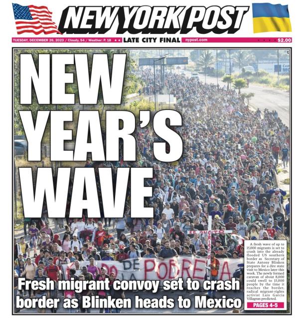 Front page of The Post that talks a<em></em>bout a new migrant convoy. 