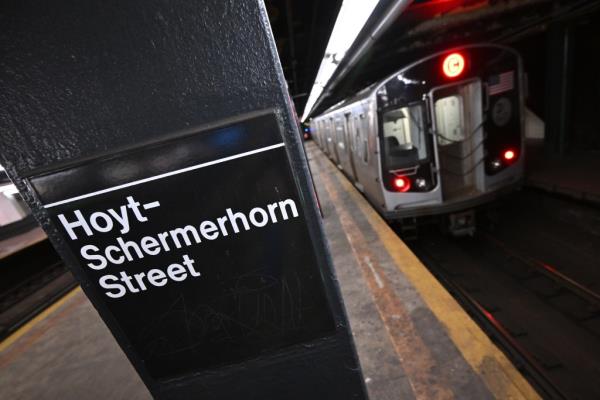 Inside the Hoyt-Schermerhorn Street subway station in downtown Brooklyn.