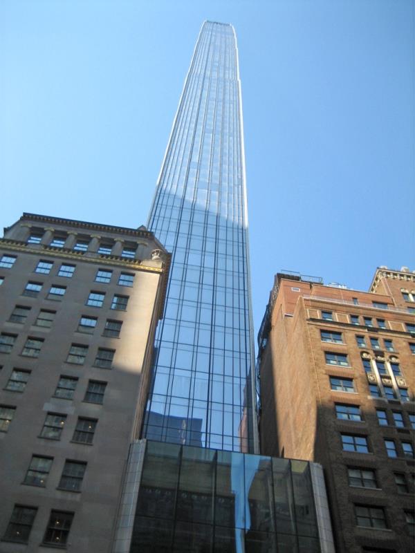 The tower from ground level, which rises nearly a quarter mile above Billionaires' Row.