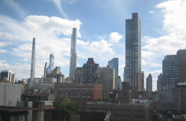 The supertalls of Billionaires' Row -- which has altered the Manhattan skyline over the past decade-plus -- are visible from a distance.