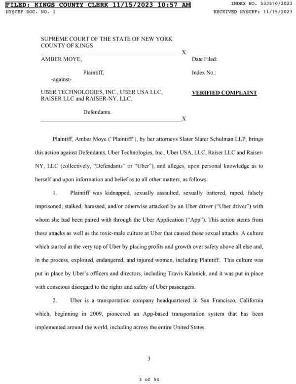The lawsuit was filed in mid-November in Kings County.