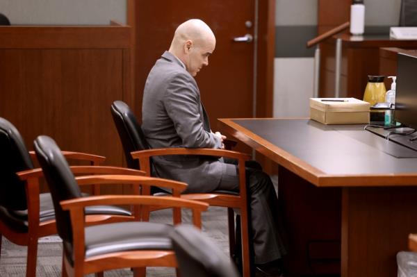 Robert Telles, a former Clark County public administrator charged in the murder of Las Vegas Review-Journal investigative journalist Jeff German, waits in the courtroom during his murder trial at the Regio<em></em>nal Justice Center in Las Vegas, Monday, Aug. 26, 2024. 