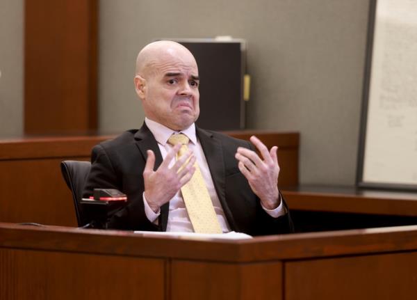 Telles testifying at the Regio<em></em>nal Justice Center in Las Vegas on Aug. 23, 2024.