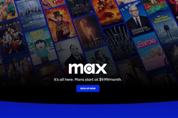 MAX streaming platform homepage