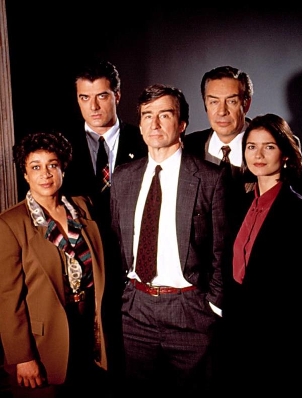 S. Epatha Merkerson, Chris Noth, Sam Waterston, Jerry Orbach and Jill Hennessy in an early 