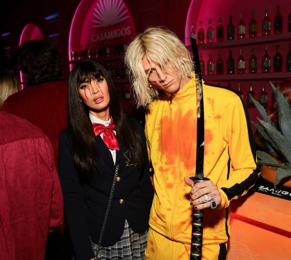 Fox, 37, and her beau Machine Gun Kelly attended the annual Casamigos Halloween party dressed as Gogo Yubari and Beatrix Kiddo from the 2003 Quinten Tarantino film.