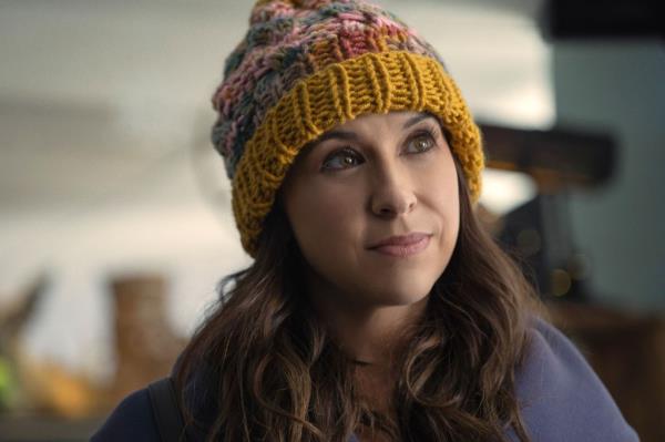 Lacey Chabert in a Christmas hat