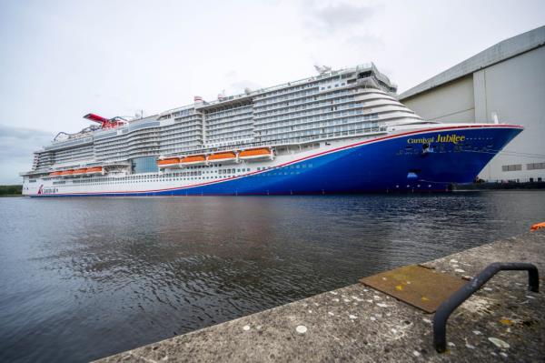 Carnival Jubilee ship docked. 