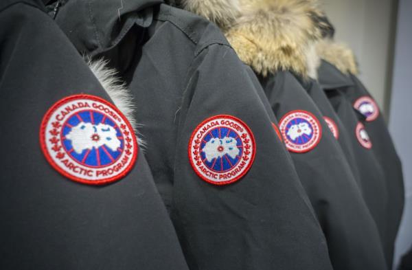 Canada Goose brand parkas on display in a New York store