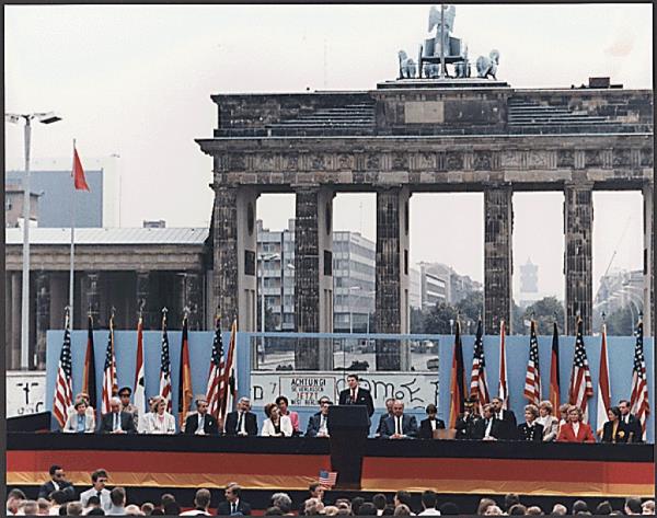 Reagan at the site of his famous 
