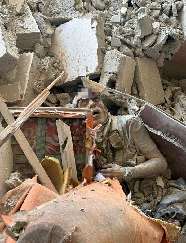 The body of Hamas chief Yahya Sinwar after he was killed on Oct. 17, 2024.