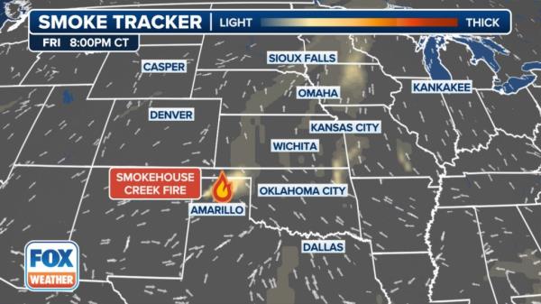 Parts of Amarillo, Texas will see a more smoke than other parts of the state, according to Fox Weather.