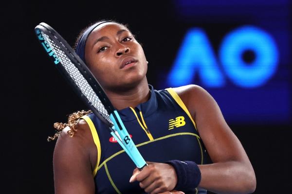 American Coco Gauff reacts on a point during her semifinal match against Aryna Sabalenka on Jan. 25, 2024 at the Australian Open. 