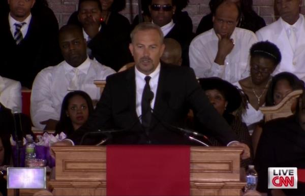 Kevin Costner at Whitney Houston's funeral in 2012