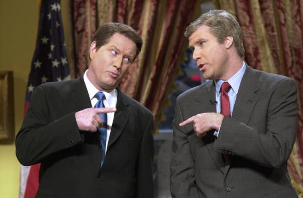 Daryl Hammon and Will Ferrell as Al Gore and George W. Bush.