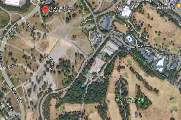 The proximity of the Thacker house to the August Natio<em></em>nal Golf Club. 