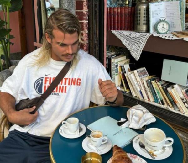 Smith enjoys a French breakfast.