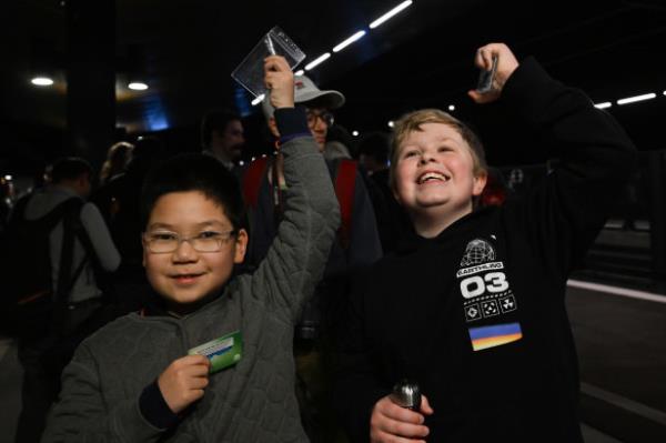 William Han and Jack Okill were among the first to travel on the Metro extension