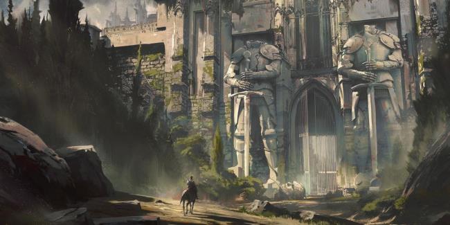 An adventurer on their horse approaches the Gates of Barovia.