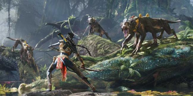 avatar: fro<em></em>ntiers of pandora's hero facing animals with a bow and arrow