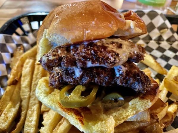 Queso blanco burger at Whiskey Foxtrot Burger Dive in Hoover, Ala.