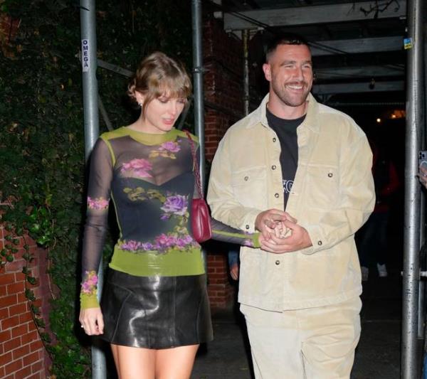 Taylor Swift with her boyfriend Travis Kelce. Credit: Gotham/GC Images via Getty