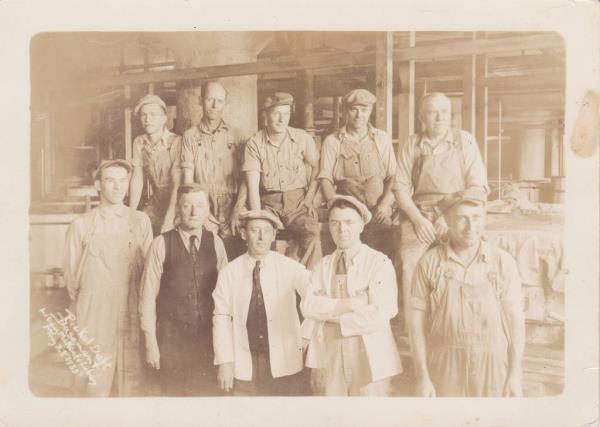 Workers in the pickle department of the Libby, McNeill & Libby canning plant in Blue Island pose for a 1935 photo.