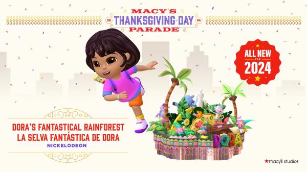 Image of Dora's Fantastical Rainforest Float for Macy's Thanksgiving Day Parade.
